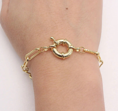 Pulseira Cartier Fecho Boia Grande Grossa Banhada Ouro 18k