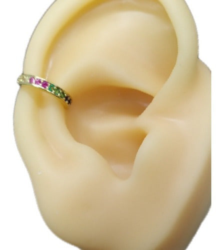 Piercing Argola Falso Fake Pressão Pedra Zircônia Orelha