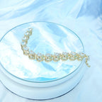 Pulseira Bracelete Dourada Com Zircônia Noiva Debutante Gota