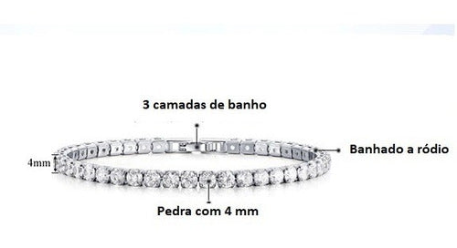 Pulseira Bracelete Prata Com Zircônia Noiva Debutante Barata