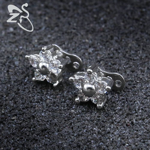 Piercing Microdermal Zirconia Pedra Coração Estrela Cruz Flo