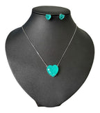 Conjunto Colar E Brinco Coração Pedra Zirconia Fusion Verde
