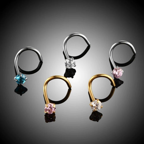Piercing Nariz Nostril Dourado / Prata Pedra Zirconia 2,5 Mm
