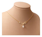 Colar Noiva Gota Pedra Zirconia Dourado F Ouro 18k Semijoia
