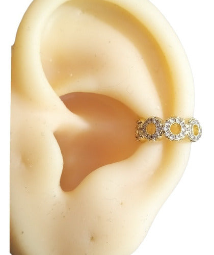 Piercing Argola Falso Fake Dourado Pedra Zirconia Semi Joia