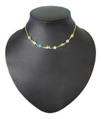 Colar Chocker Infantil Colorido Elefantes Dourado Semijoia