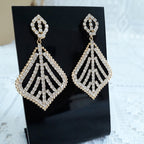 Brinco De Strass Noiva Dourado Pendurado Festa Debutante