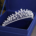 Coroa Tiara Arranjo Cabelo Noiva Prata Zirconia E Perola
