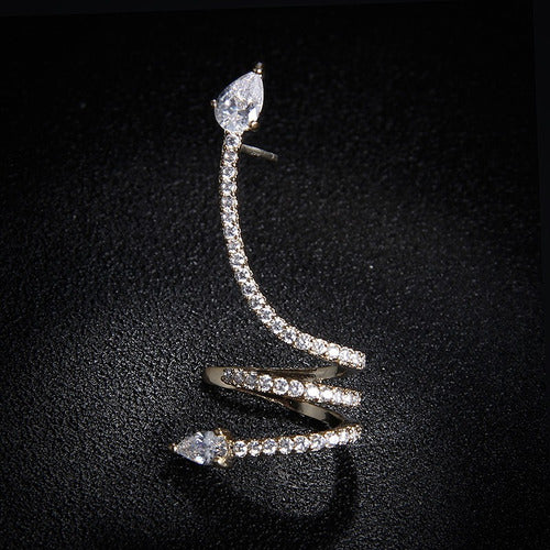Brinco Ear Cuff Noiva Pedra Zirconia Prata Festa Debutante