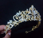 Coroa Tiara Arranjo Cabelo Noiva Strass Dourada Debutante