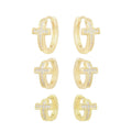 Brinco Trio Argola Cruz Pedra Zirconia Folheado Ouro Dourado