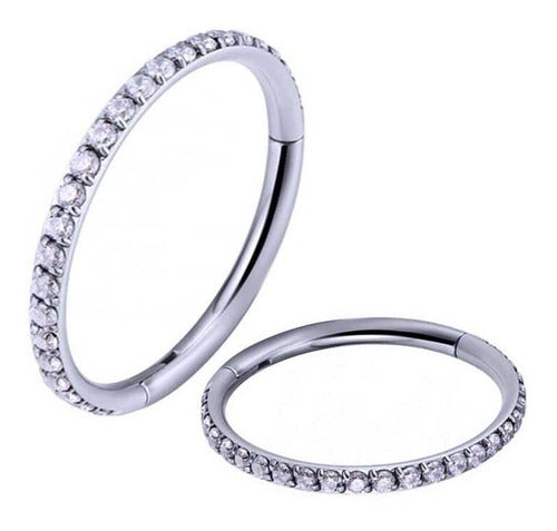 Piercing Argola Pedra Zirconia Titânio 6 8 10 Mm Clicker