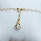 Pulseira Dourada Zircônia E Pérola Ns Aparecida Religioso