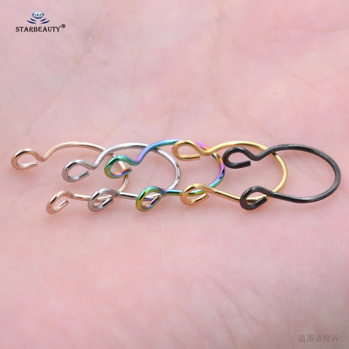 Piercing Nariz Septo Argola Falso Dourado Prata Preto Aço