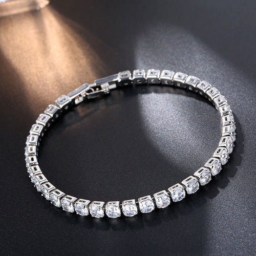 Pulseira Bracelete Prata Com Zircônia Noiva Debutante Barata