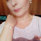 Colar Chocker E Pulseira Riviera Strass Pérola Noiva Festa