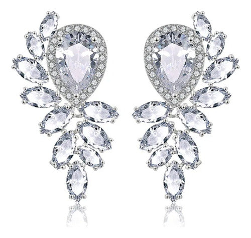Brinco De Zirconia Noiva Festa Casamento Madrinha Prata Fixo