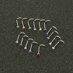 14 Piercing Nariz Nostril Aço Pedra Zirconia 2 Mm Atacado