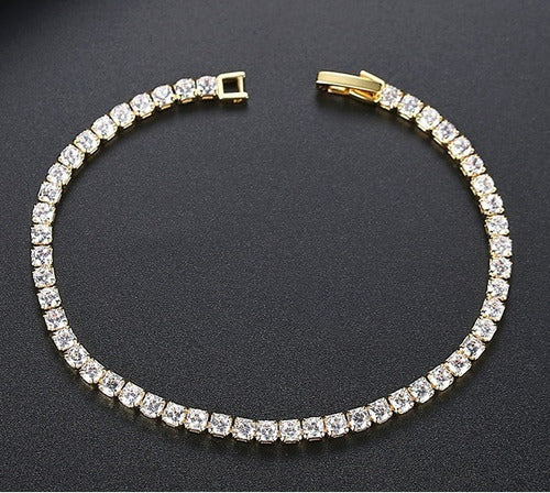 Pulseira Bracelete Riviera Dourada Zircônia Noiva Debutante