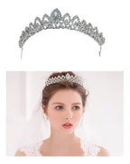Coroa Tiara Cabelo Noiva Strass Prata Luxo Debutante