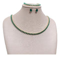Colar Chocker Brinco Pulseira Riviera Gota Zircônia Verde Verde