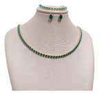 Colar Chocker Brinco Pulseira Riviera Gota Zircônia Verde Verde