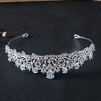 Coroa Tiara Noiva Strass E Zirconia Prata Debutante Luxo