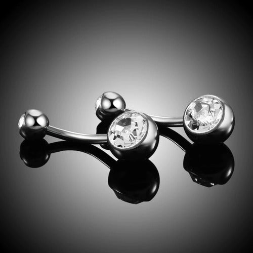 Piercing De Umbigo Com 2 Pedras Titânio Pequeno