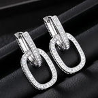 Brinco Argola Pedra Zirconia Retangular Rodio Prata Social Prateado