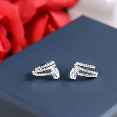 Piercing Argola Falso Fake Pressão Pedra Zircônia Orelha