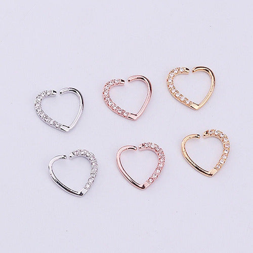Piercing Daith Coração Prata Love Pedra Zirconia 10 Mm