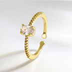 Anel Pedra Zirconia Festa Dourado Ajustável Folheado Oval
