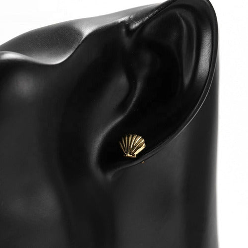 Brinco Concha Do Mar Moda Praia Dourado Folheado A Ouro 18k