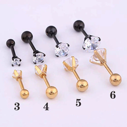 Piercing Tragus Cartilagem Ponto De Luz Dourado 2 3 4 5 Mm
