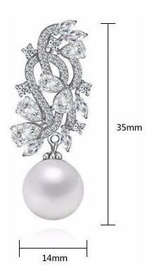 Brinco Zirconia E Pérola Prata Noiva Pendurado Delicado Fest