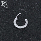 Piercing Nariz Septo Prata Pedra Zirconia Daith Aço 10 Mm