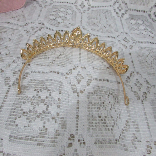 Coroa Tiara Arranjo Cabelo Noiva Strass Dourada Ouro