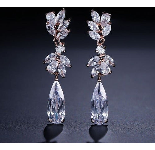 Brinco Noiva Zirconia Gota Prata Festa Madrinha Formatura
