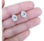 Brinco Daminha Dama Pedra Zirconia Dourado Gota F. Ouro 8mm