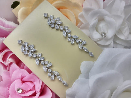 Brinco Noiva Zirconia Pendurado Grande Prata Debutante Luxo