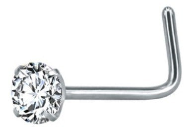 Piercing Nariz Nostril Pedra Zirconia 2 Mm Pt De Luz Haste L