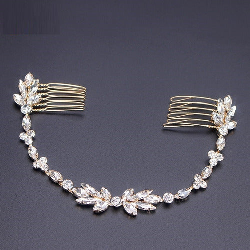 Tiara Headband Testeira Arranjo Noiva Strass Prata Dourada