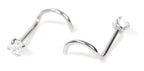 Piercing Nariz Nostril Aço Pedra Zirconia 3mm Pt De Luz