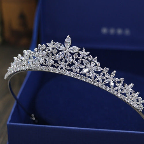 Coroa Tiara Cabelo Noiva 15 Anos Prata Zirconia Princesa