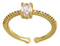 Anel Pedra Zirconia Festa Dourado Ajustável Folheado Oval
