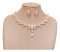 Colar E Brinco Noiva Zircônia Rose Gold Festa Debutante Luxo