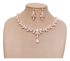 Colar E Brinco Noiva Zircônia Rose Gold Festa Debutante Luxo