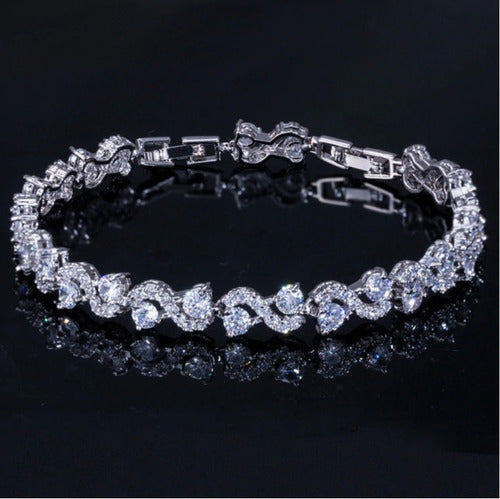 Pulseira Bracelete Prata Ou Dourada Zircônia Noiva Debutante