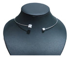 Colar Chocker Pedra Zirconia Quadrado Folheado Rodio Rígido