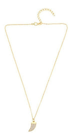 Colar Dente De Tigre Pedra Zirconia Dourado Chifre